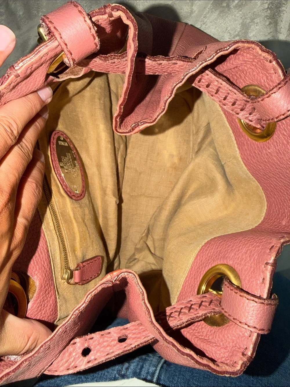 Fendi Selleria Leather Handbag Tote Pink